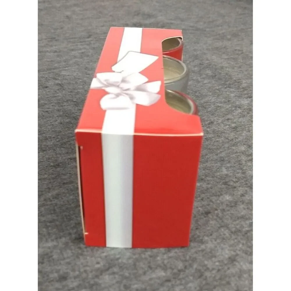 Kohls 3‎ Pc Votive Candle Gift Set Holiday Memories Red & Silver Hostess NEW